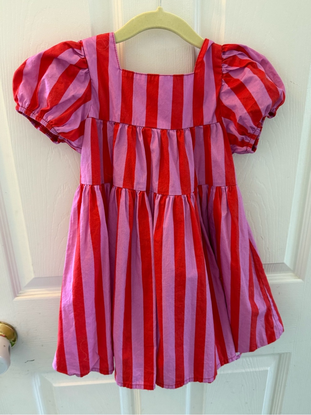 All Small Co Circus Stripe Dress 2T Red Pink Puff Sleeve